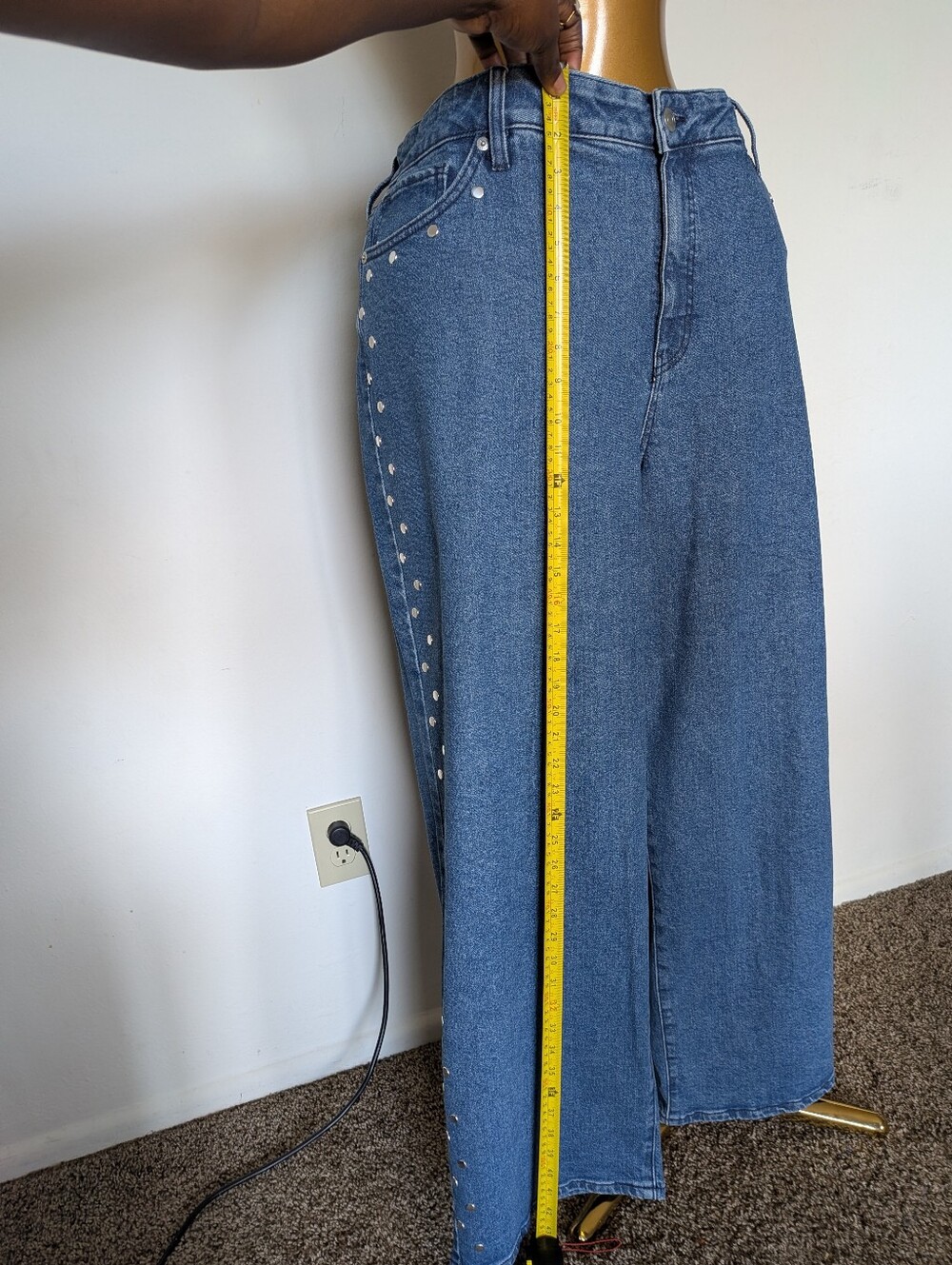 Ava & Viv Dark Blue Wide-Leg Jeans with Side Studs